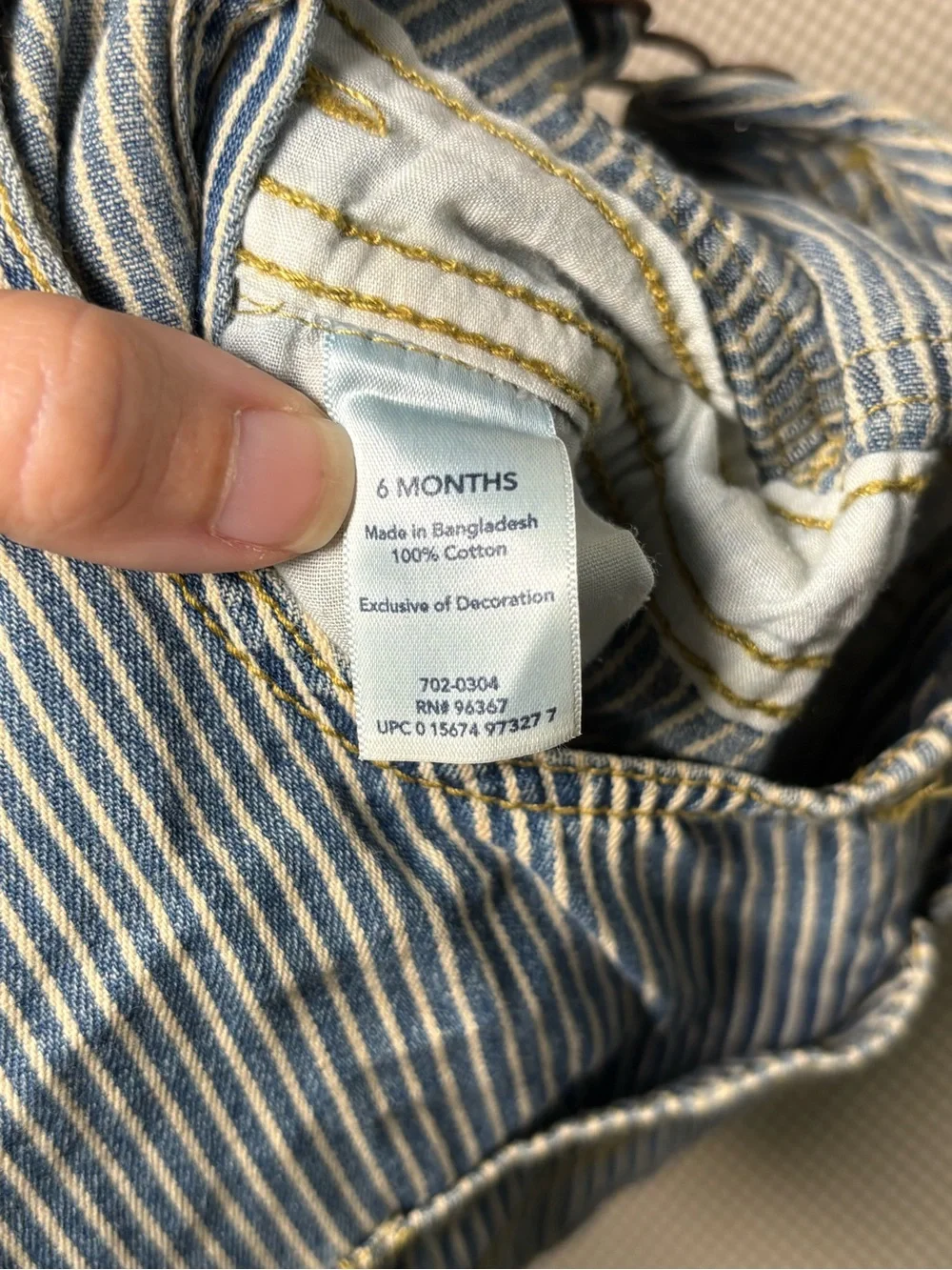 OshKosh B'gosh Blue and White Striped Short Overalls NWT Size 6 Months